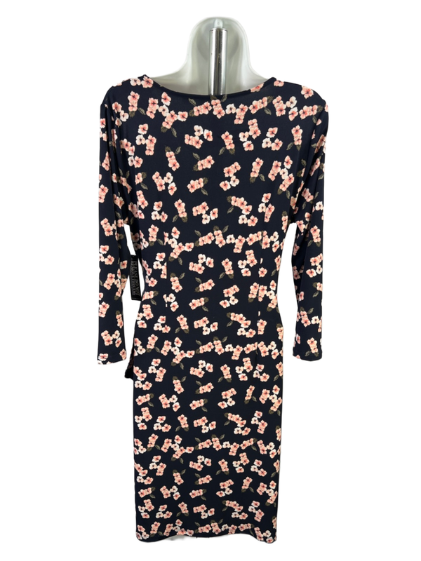 New York & Company Women's Blue Floral Faux Wrap 3/4 Sleeve Mini Dress - M image 2