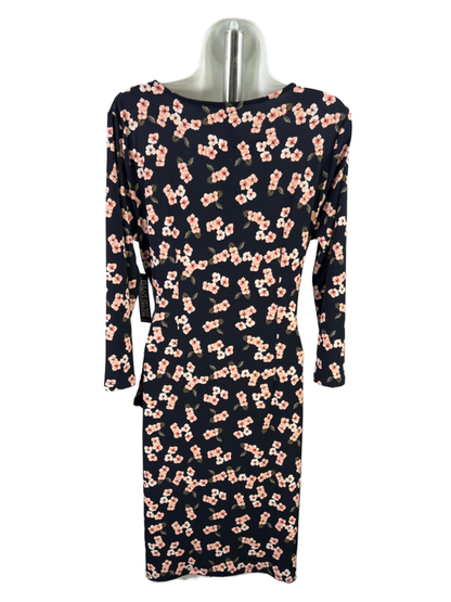 New York & Company Women's Blue Floral Faux Wrap 3/4 Sleeve Mini Dress - M image 2