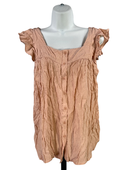 Pleione Women's Blush Pink Sleeveless Pleated Blouse - S