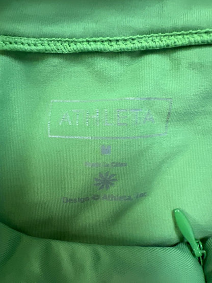 Athleta Women's Green Long Sleeve Side Ruched 1/2 Zip Athletic Shirt - M image 3