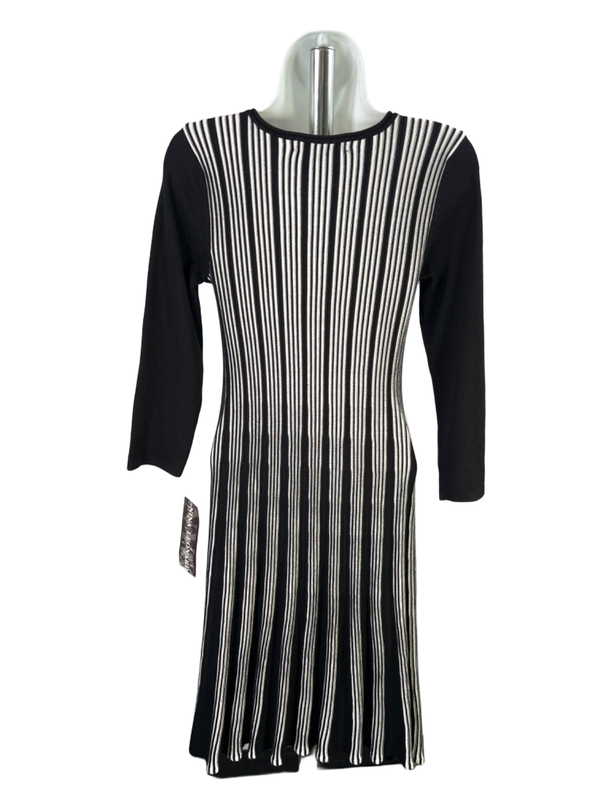 Nina Leonard Women's Black/White Striped 3/4 Sleeve Sweater Dress - S image 2