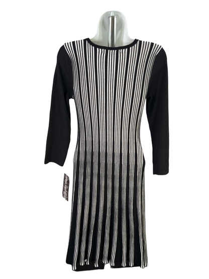 Nina Leonard Women's Black/White Striped 3/4 Sleeve Sweater Dress - S image 2