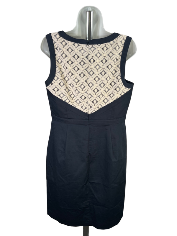 Ann Taylor Women's Blue/Ivory Embroidered Sleeveless Midi Sheath Dress - 10 image 2
