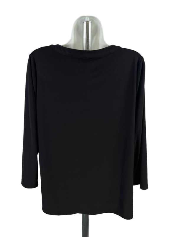 Anne Klein Women's Black Half Zip Pocket Front 3/4 Sleeve Blouse - M image 2