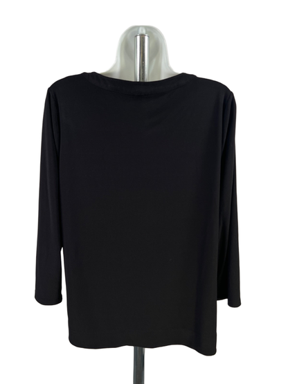 Anne Klein Women's Black Half Zip Pocket Front 3/4 Sleeve Blouse - M image 2