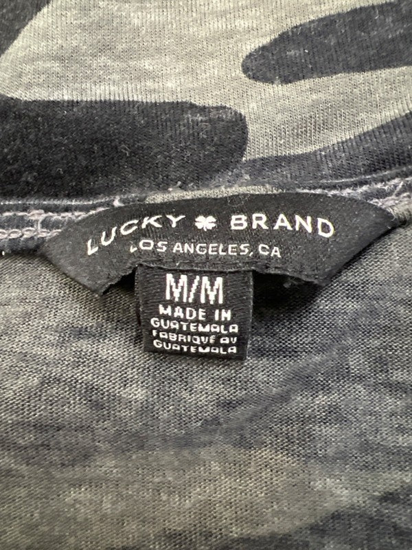 Lucky Brand Women's Gray/Black Camo Tie Front Short Sleeve T-Shirt - M image 3