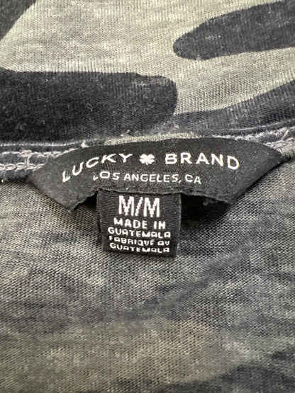Lucky Brand Women's Gray/Black Camo Tie Front Short Sleeve T-Shirt - M image 3