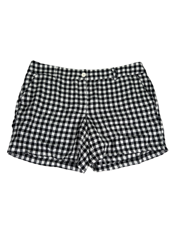 Loft Women's Black/White Checkered Plaid Linen Blend Shorts - 12