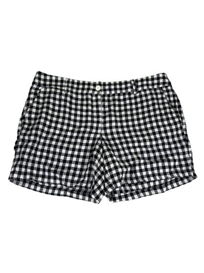 Loft Women's Black/White Checkered Plaid Linen Blend Shorts - 12