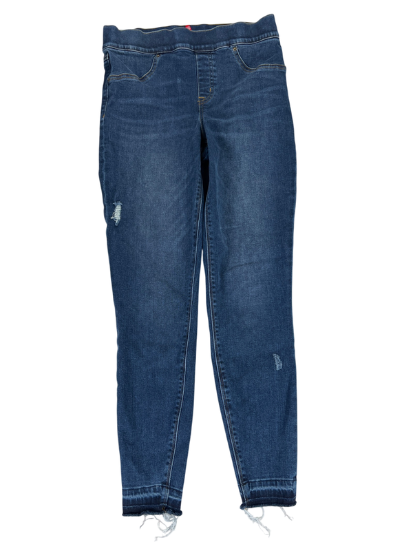 Spanx Women's Medium Wash Distressed Pull On Skinny Denim Jeans - M