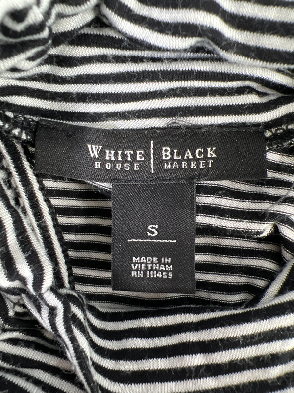 White House Black Market Women’s Black Striped Long Sleeve Shirt - S image 3