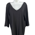 J Jill Women's Black Basic V Neck Elbow Sleeve Shirt - L