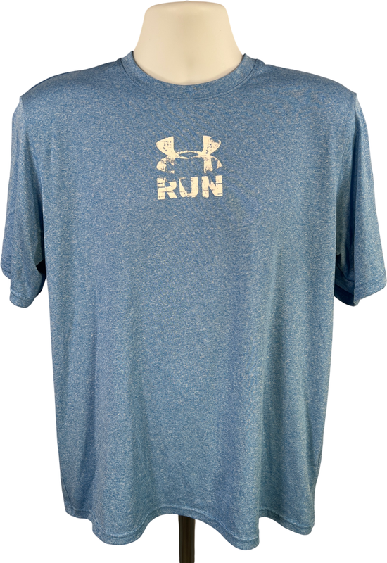 Under Armour Men’s Blue HeatGear Short Sleeve Run Athletic T-Shirt - L