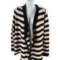 White House Black Market Women's Black/Beige Long Sleeve Open Cardigan - L