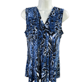 Dana Buchman Women's Blue Sleeveless V-Neck Pleated Front Blouse - S