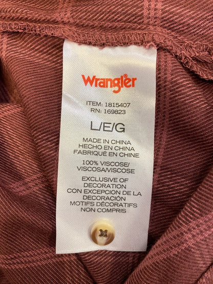 Wrangler Women’s Brown Plaid 3/4 Sleeve Pullover Shirt - L image 4