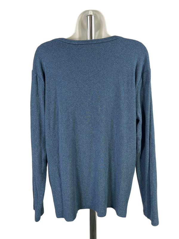 Chico's Women's Blue Cotton V Neck Long Sleeve Tee Shirt - 3/US XL image 2