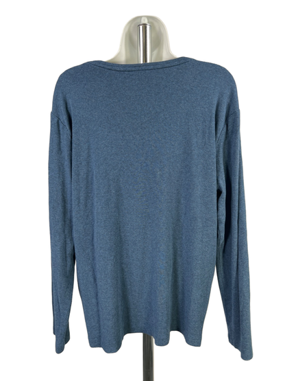 Chico's Women's Blue Cotton V Neck Long Sleeve Tee Shirt - 3/US XL image 2