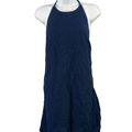 Abercrombie & Fitch Women's Blue Linen Blend Halter Open Back Overall Dress - M
