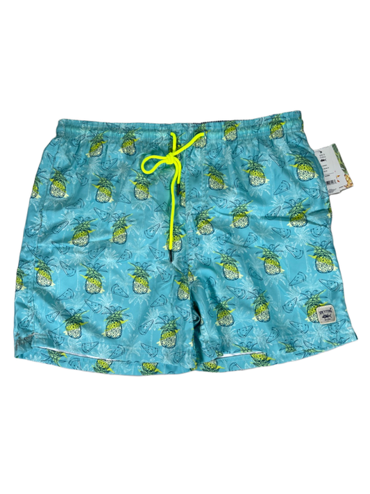 Spicy Tuna Men's Blue Pineapple Graphic Mesh Lined Swim Trunks - XL