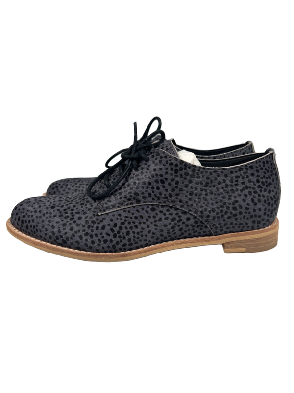 All Black Women's Gray Spotted Sleek Fur Ox Lace Up Oxford Shoes - 37.5/US 7 image 6