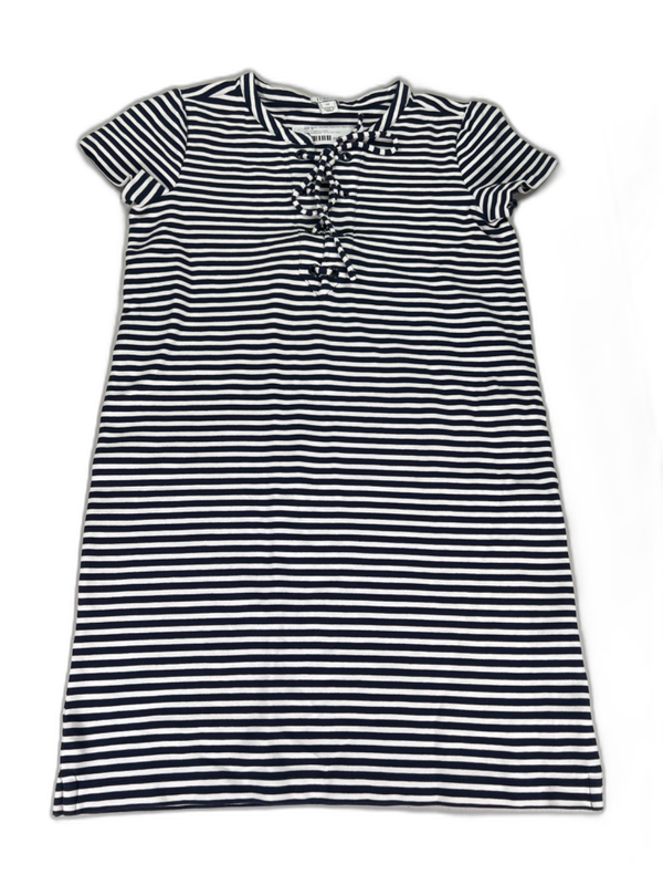 J.Crew Women's Blue/White Striped Short Sleeve Knit T-Shirt Dress - XS