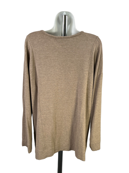 Pure J Jill Women's Tan/Brown Tranquility Fleece Long Sleeve Sweater - M image 2