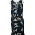 White House Black Market Black/Blue Embroidered Keyhole Sleeveless Midi Dress- M
