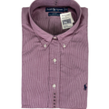Ralph Lauren Men's Burgundy/White Blake Long Sleeve Button Up Shirt - XL