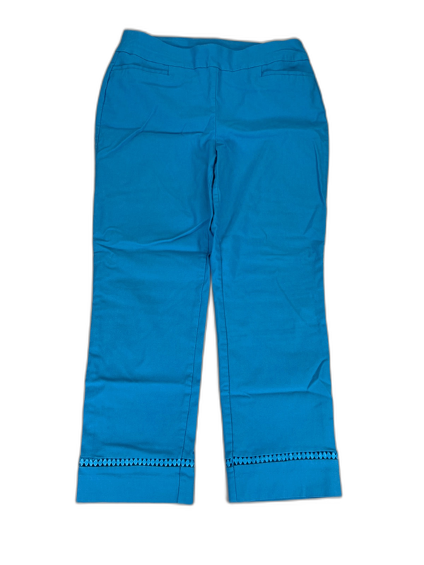 Chico's Women's Blue Cut Out Trim Pull On Capri Pants - 0/US S