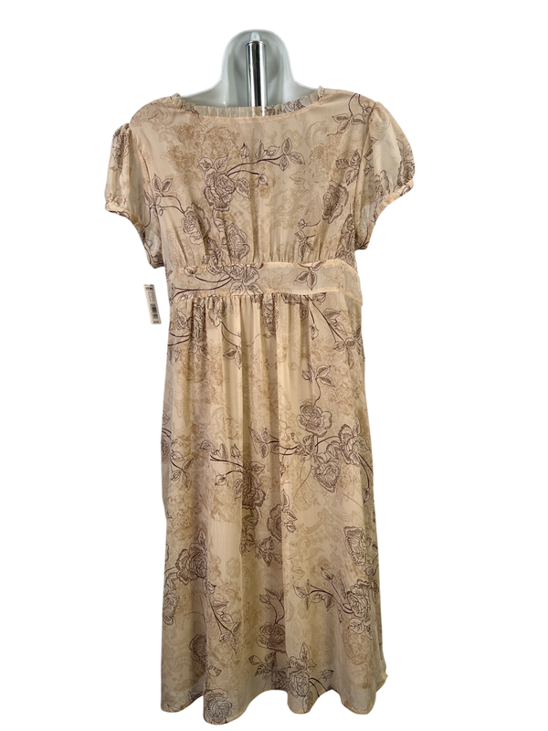 Apt 9 Women's Brown Floral V Neck Short Sleeve Midi Dress - 14 Petite image 2