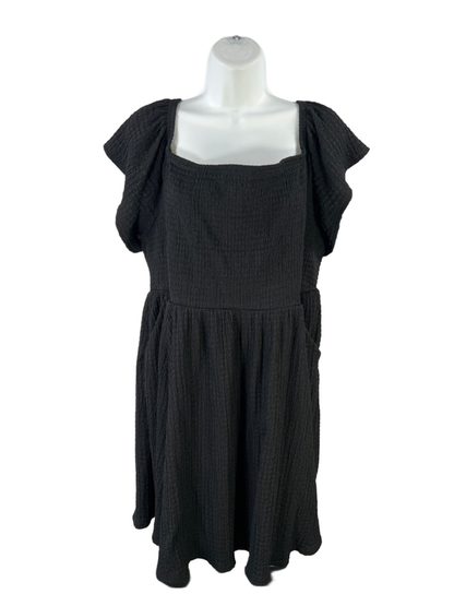Torrid Women's Black Smocked Off The Shoulder Skater Mini Dress - Plus 3