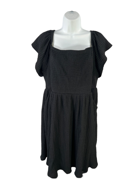 Torrid Women's Black Smocked Off The Shoulder Skater Mini Dress - Plus 3