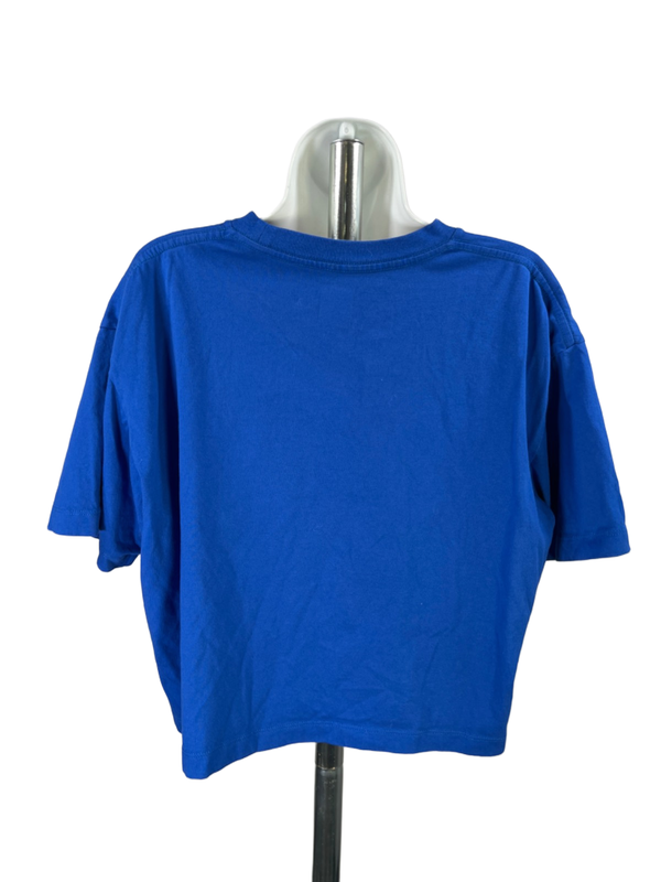 NFL Team Apparel Women's Blue Detroit Lions Cropped T-Shirt - L image 2