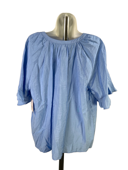 Croft and Barrow Women's Blue Short Sleeve V-Neck Blouse - XL image 2