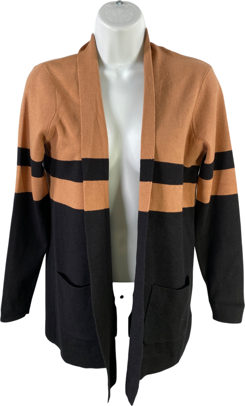 M Magaschoni Women’s Brown/Black Long Sleeve Cardigan Sweater - S