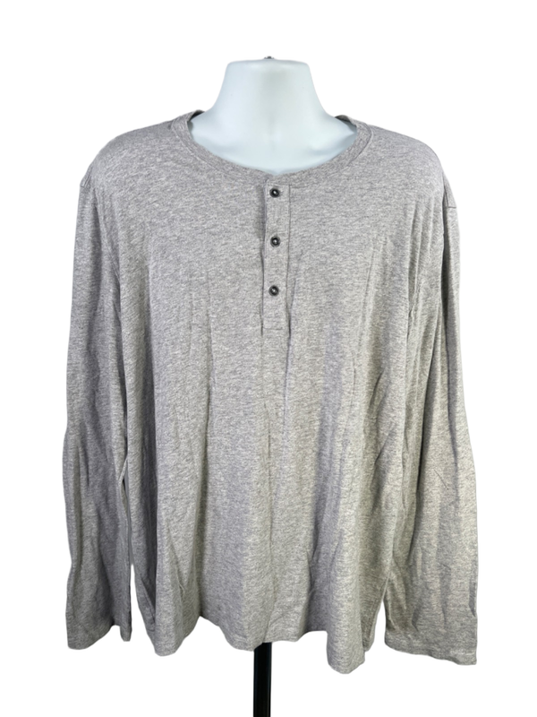 Gap Men's Gray Quarter Button Long Sleeve Shirt - XXXL