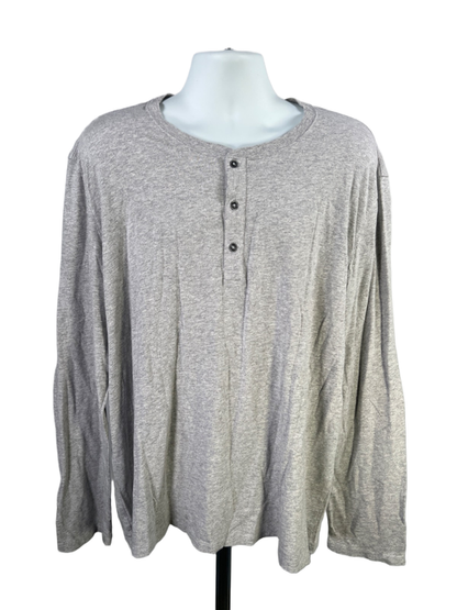 Gap Men's Gray Quarter Button Long Sleeve Shirt - XXXL