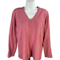 J.Jill Women's Pink Long Sleeve Lightweight V-Neck Sweater - M