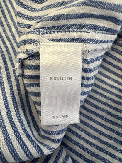 J Jill Women's Blue/White Linen Striped V Neck Button Up Sleeveless Blouse - XS image 4