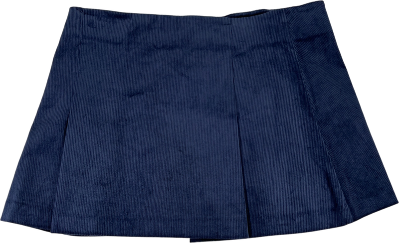 Zara Women’s Blue Pleated Short Corduroy Skirt - L image 2