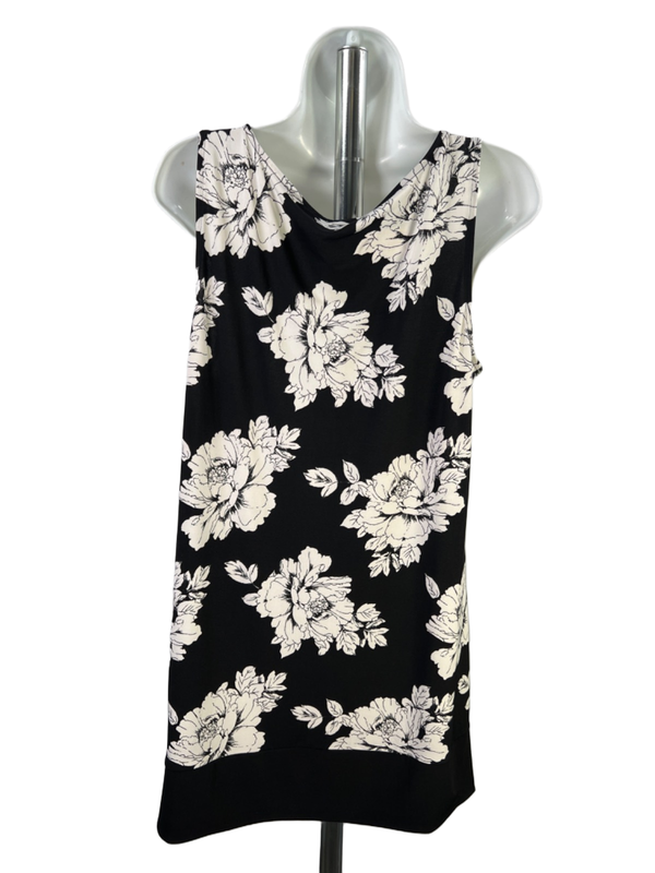 White House Black Market Women's Black Cowl Neck Sleeveless Tunic Shirt - L image 2