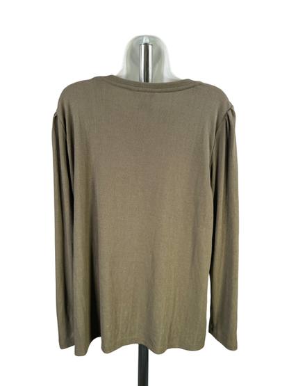 Well Worn Women's Green Pointelle Long Sleeve Tee Shirt - XXL image 2