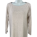 Vineyard Vines Women's Beige/White Striped 3/4 Sleeve Tee Shirt - L