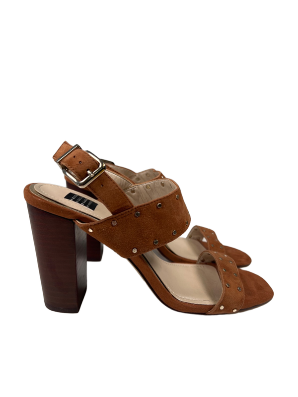 White House Black Market Women's Brown Eden Open-Toe Slingback Sandal Heels - 7