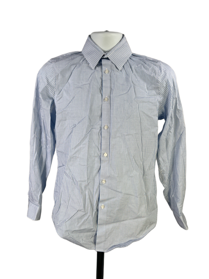 Calvin Klein Men's White/Blue Steel+ Slim Fit Long Sleeve Button Up Shirt - 15