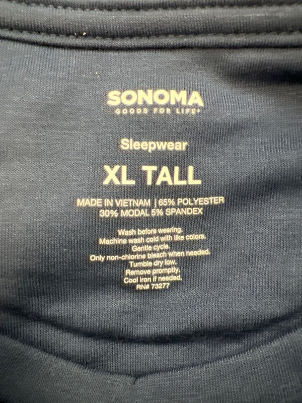 Sonoma Men’s Blue Heavyweight Long Sleeve Lounge Sleepwear Shirt - XL Tall image 3