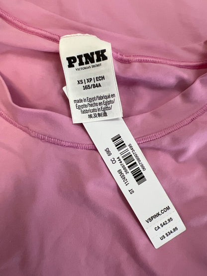 Victoria's Secret PINK Womens Pink Base Stretch Fitted Short Sleeve T-Shirt - XS image 3