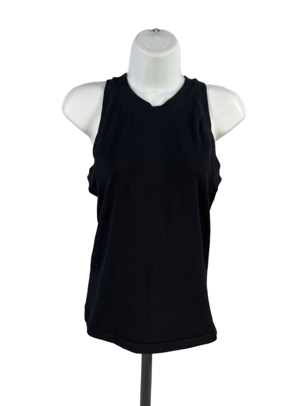 Athleta Women's Black Ribbed High Neck Athletic Tank Top - L