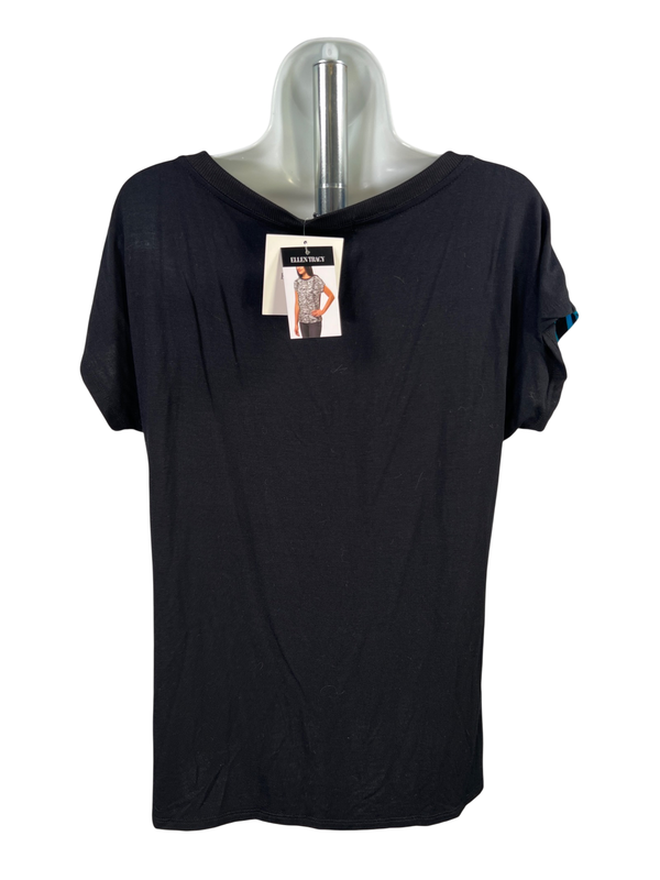 Ellen Tracy Women's Black/White Striped Dolman Cap Sleeve T-Shirt - M image 2